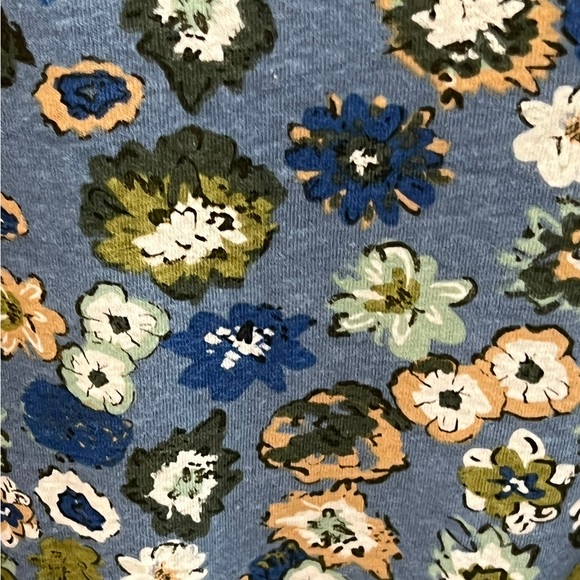 Sonoma women plus-Sonoma women plus-blue green floral short sleeve w/ruffle top - Picture 3 of 6